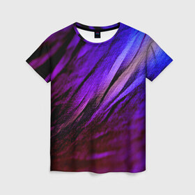 Женская футболка 3D с принтом Фиолетовый , 100% полиэфир ( синтетическое хлопкоподобное полотно) | прямой крой, круглый вырез горловины, длина до линии бедер | волна | текстура | фиолетовый