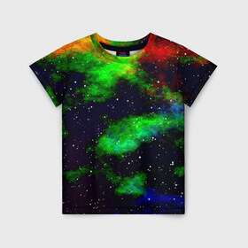 Детская футболка 3D с принтом Grunge , 100% гипоаллергенный полиэфир | прямой крой, круглый вырез горловины, длина до линии бедер, чуть спущенное плечо, ткань немного тянется | звезды | космос | разноцветный | туманность