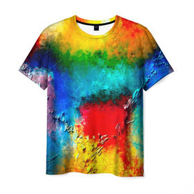 Мужская футболка 3D с принтом Абстракция красок , 100% полиэфир | прямой крой, круглый вырез горловины, длина до линии бедер | Тематика изображения на принте: абстракция | абстракция красок | брызги | краска | цветные