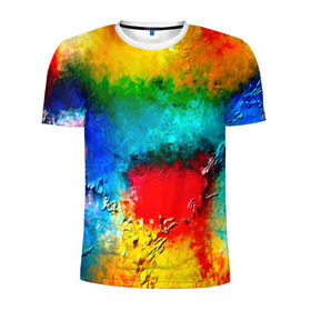 Мужская футболка 3D спортивная с принтом Абстракция красок , 100% полиэстер с улучшенными характеристиками | приталенный силуэт, круглая горловина, широкие плечи, сужается к линии бедра | абстракция | абстракция красок | брызги | краска | цветные