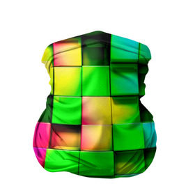 Бандана-труба 3D с принтом Кубики , 100% полиэстер, ткань с особыми свойствами — Activecool | плотность 150‒180 г/м2; хорошо тянется, но сохраняет форму | радуга | разноцветный. квадраты | текстура