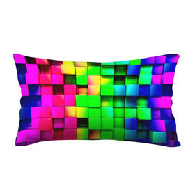 Подушка 3D антистресс с принтом Кубики , наволочка — 100% полиэстер, наполнитель — вспененный полистирол | состоит из подушки и наволочки на молнии | радуга | разноцветный. квадраты | текстура