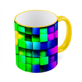 Кружка 3D с принтом Кубики , керамика | ёмкость 330 мл | радуга | разноцветный. квадраты | текстура