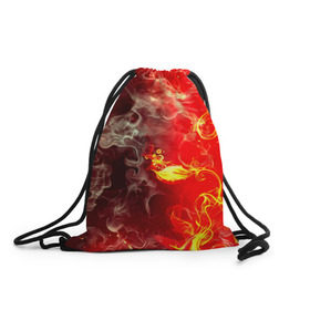 Рюкзак-мешок 3D с принтом Цветок в огне , 100% полиэстер | плотность ткани — 200 г/м2, размер — 35 х 45 см; лямки — толстые шнурки, застежка на шнуровке, без карманов и подкладки | Тематика изображения на принте: дым | пламя