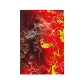 Обложка для паспорта матовая кожа с принтом Цветок в огне , натуральная матовая кожа | размер 19,3 х 13,7 см; прозрачные пластиковые крепления | дым | пламя