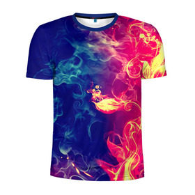 Мужская футболка 3D спортивная с принтом Цветок в огне 2 , 100% полиэстер с улучшенными характеристиками | приталенный силуэт, круглая горловина, широкие плечи, сужается к линии бедра | дым | красный | пламя | черный