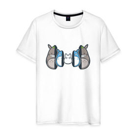 Мужская футболка хлопок с принтом Totoro , 100% хлопок | прямой крой, круглый вырез горловины, длина до линии бедер, слегка спущенное плечо. | anime | totoro | матрешка | миядзаки | тоторо | хаяо