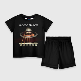 Детский костюм с шортами 3D с принтом ROCK ALIVE ,  |  | Тематика изображения на принте: rock | рок | рок жив | рок музыка | русский рок