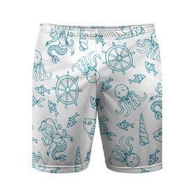 Мужские шорты 3D спортивные с принтом Морская живность ,  |  | абстракция | арт | море | осьминог | русалки