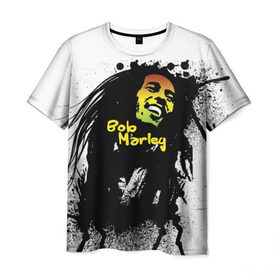 Мужская футболка 3D с принтом Bob Marley , 100% полиэфир | прямой крой, круглый вырез горловины, длина до линии бедер | bob marley | боб марли | музыка | регги | ямайка