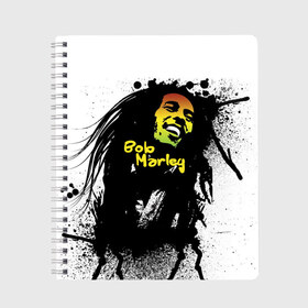 Тетрадь с принтом Bob Marley , 100% бумага | 48 листов, плотность листов — 60 г/м2, плотность картонной обложки — 250 г/м2. Листы скреплены сбоку удобной пружинной спиралью. Уголки страниц и обложки скругленные. Цвет линий — светло-серый
 | bob marley | боб марли | музыка | регги | ямайка