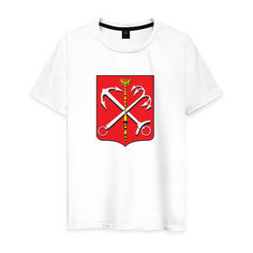 Мужская футболка хлопок с принтом Санкт-Петербург , 100% хлопок | прямой крой, круглый вырез горловины, длина до линии бедер, слегка спущенное плечо. | герб | петербург | питер | питербург | санкт