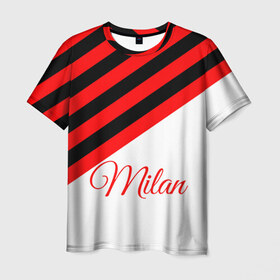 Мужская футболка 3D с принтом AC Milan , 100% полиэфир | прямой крой, круглый вырез горловины, длина до линии бедер | 