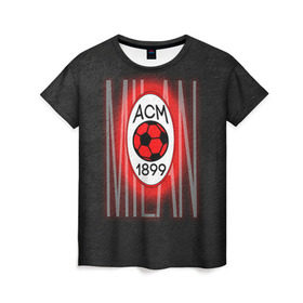 Женская футболка 3D с принтом ACM , 100% полиэфир ( синтетическое хлопкоподобное полотно) | прямой крой, круглый вырез горловины, длина до линии бедер | ac milan | milan | милан | спорт | фк | фк милан | футбол | футбольный клуб