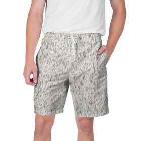Мужские шорты 3D с принтом Белый мех ,  полиэстер 100% | прямой крой, два кармана без застежек по бокам. Мягкая трикотажная резинка на поясе, внутри которой широкие завязки. Длина чуть выше колен | шерсть