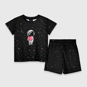 Детский костюм с шортами 3D с принтом Космонавт 4 ,  |  | astro | moon | space monkey | star | stars | астронавт | звезды | земля | космонавт | космос | луна | скафандр