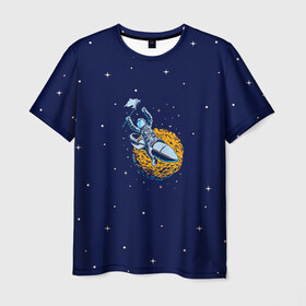 Мужская футболка 3D с принтом Космонавт 10 , 100% полиэфир | прямой крой, круглый вырез горловины, длина до линии бедер | astro | moon | space monkey | star | stars | астронавт | звезды | земля | космонавт | космос | луна | скафандр