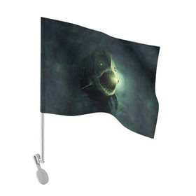 Флаг для автомобиля с принтом Рыба удильщик , 100% полиэстер | Размер: 30*21 см | рыбалка