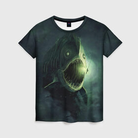 Женская футболка 3D с принтом Рыба удильщик , 100% полиэфир ( синтетическое хлопкоподобное полотно) | прямой крой, круглый вырез горловины, длина до линии бедер | рыбалка