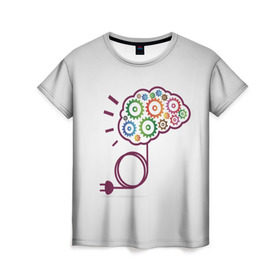 Женская футболка 3D с принтом Eyes and Business , 100% полиэфир ( синтетическое хлопкоподобное полотно) | прямой крой, круглый вырез горловины, длина до линии бедер | eyes and business | бизнес | жёлтый | зелёный | идея | красный | мозг | оранжевый | розетка | синий | цвета