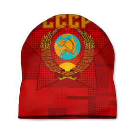 Шапка 3D с принтом СССР , 100% полиэстер | универсальный размер, печать по всей поверхности изделия | ussr | герб | звезда | коммунизм | серп и молот | советский союз
