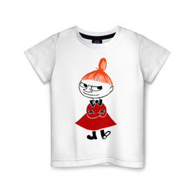 Детская футболка хлопок с принтом Малышка Мю , 100% хлопок | круглый вырез горловины, полуприлегающий силуэт, длина до линии бедер | Тематика изображения на принте: муми тролль