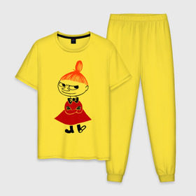 Мужская пижама хлопок с принтом Малышка Мю , 100% хлопок | брюки и футболка прямого кроя, без карманов, на брюках мягкая резинка на поясе и по низу штанин
 | муми тролль