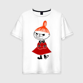 Женская футболка хлопок Oversize с принтом Малышка Мю , 100% хлопок | свободный крой, круглый ворот, спущенный рукав, длина до линии бедер
 | муми тролль