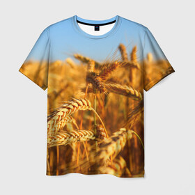 Мужская футболка 3D с принтом Пшеница , 100% полиэфир | прямой крой, круглый вырез горловины, длина до линии бедер | 