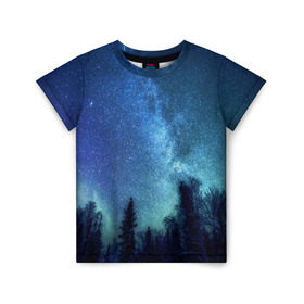 Детская футболка 3D с принтом Космос , 100% гипоаллергенный полиэфир | прямой крой, круглый вырез горловины, длина до линии бедер, чуть спущенное плечо, ткань немного тянется | space | галактика | звёзды | космос | небо | ночное небо | ночь | северное сияние