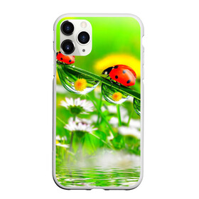 Чехол для iPhone 11 Pro матовый с принтом Макро , Силикон |  | Тематика изображения на принте: божья коровка | насекомые | одуванчик | природа | цветы