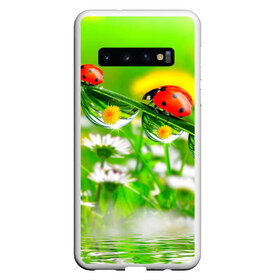 Чехол для Samsung Galaxy S10 с принтом Макро , Силикон | Область печати: задняя сторона чехла, без боковых панелей | божья коровка | насекомые | одуванчик | природа | цветы