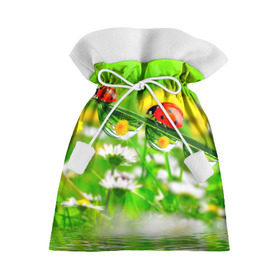 Подарочный 3D мешок с принтом Макро , 100% полиэстер | Размер: 29*39 см | божья коровка | насекомые | одуванчик | природа | цветы