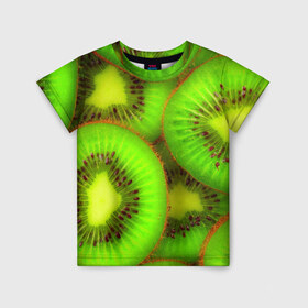 Детская футболка 3D с принтом Киви , 100% гипоаллергенный полиэфир | прямой крой, круглый вырез горловины, длина до линии бедер, чуть спущенное плечо, ткань немного тянется | 3д | зеленая | киви | красота | фрукт