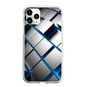 Чехол для iPhone 11 Pro Max матовый с принтом Текстура , Силикон |  | квадраты | кубы | серый
