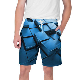 Мужские шорты 3D с принтом Текстура ,  полиэстер 100% | прямой крой, два кармана без застежек по бокам. Мягкая трикотажная резинка на поясе, внутри которой широкие завязки. Длина чуть выше колен | 3д | квадраты | новые | популярные | текстура