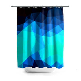 Штора 3D для ванной с принтом Polygon , 100% полиэстер | плотность материала — 100 г/м2. Стандартный размер — 146 см х 180 см. По верхнему краю — пластиковые люверсы для креплений. В комплекте 10 пластиковых колец | полигоны | синий