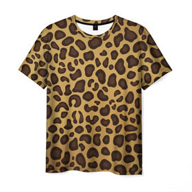 Мужская футболка 3D с принтом Окрас леопарда , 100% полиэфир | прямой крой, круглый вырез горловины, длина до линии бедер | арт | животные | леопард | окрас