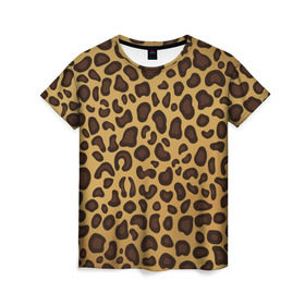 Женская футболка 3D с принтом Окрас леопарда , 100% полиэфир ( синтетическое хлопкоподобное полотно) | прямой крой, круглый вырез горловины, длина до линии бедер | арт | животные | леопард | окрас