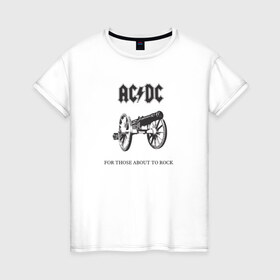Женская футболка хлопок с принтом AC/DC , 100% хлопок | прямой крой, круглый вырез горловины, длина до линии бедер, слегка спущенное плечо | ac dc | acdc