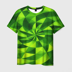 Мужская футболка 3D с принтом Текстура , 100% полиэфир | прямой крой, круглый вырез горловины, длина до линии бедер | 3д | абстракция | зеленая | квадраты | новые | популярные | текстура