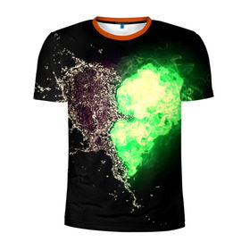 Мужская футболка 3D спортивная с принтом Сердце , 100% полиэстер с улучшенными характеристиками | приталенный силуэт, круглая горловина, широкие плечи, сужается к линии бедра | вода | огонь | стихия | черный