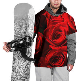 Накидка на куртку 3D с принтом Розы , 100% полиэстер |  | Тематика изображения на принте: красная | роза | роса | цветок