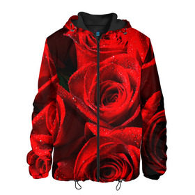Мужская куртка 3D с принтом Розы , ткань верха — 100% полиэстер, подклад — флис | прямой крой, подол и капюшон оформлены резинкой с фиксаторами, два кармана без застежек по бокам, один большой потайной карман на груди. Карман на груди застегивается на липучку | Тематика изображения на принте: красная | роза | роса | цветок