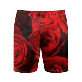 Мужские шорты 3D спортивные с принтом Розы ,  |  | красная | роза | роса | цветок