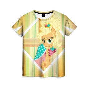 Женская футболка 3D с принтом Yellow , 100% полиэфир ( синтетическое хлопкоподобное полотно) | прямой крой, круглый вырез горловины, длина до линии бедер | my little pony | луна | пинки пай | пони | рарити | рейнбоу дэш | селестия | сумеречная искорка | флаттершай | эплджек