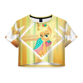 Женская футболка 3D укороченная с принтом Yellow , 100% полиэстер | круглая горловина, длина футболки до линии талии, рукава с отворотами | my little pony | луна | пинки пай | пони | рарити | рейнбоу дэш | селестия | сумеречная искорка | флаттершай | эплджек