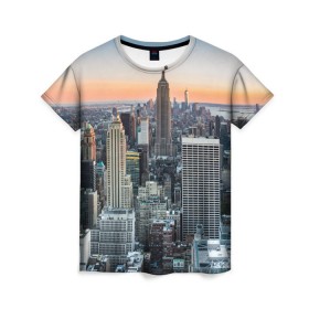 Женская футболка 3D с принтом Америка , 100% полиэфир ( синтетическое хлопкоподобное полотно) | прямой крой, круглый вырез горловины, длина до линии бедер | america | empire state building | new york | usa | америка | высотки | мегаполис | нью йорк | сша | штаты