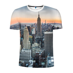 Мужская футболка 3D спортивная с принтом Америка , 100% полиэстер с улучшенными характеристиками | приталенный силуэт, круглая горловина, широкие плечи, сужается к линии бедра | america | empire state building | new york | usa | америка | высотки | мегаполис | нью йорк | сша | штаты