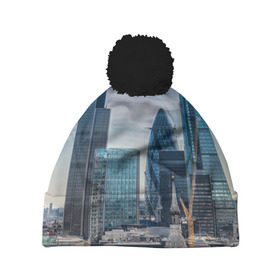 Шапка 3D c помпоном с принтом London , 100% полиэстер | универсальный размер, печать по всей поверхности изделия | england | europe | london | англия | великобритания | высотки | королева | лондон | мегаполис | туризм